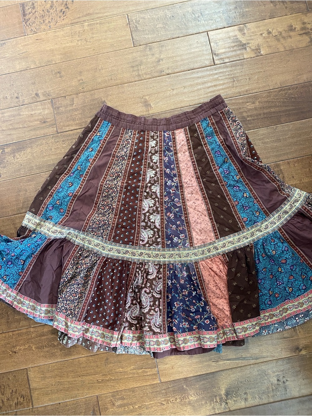 Vintage Canadian Boho Patchwork Circle Skirt Suttles & Seawinds from Nova Scotia